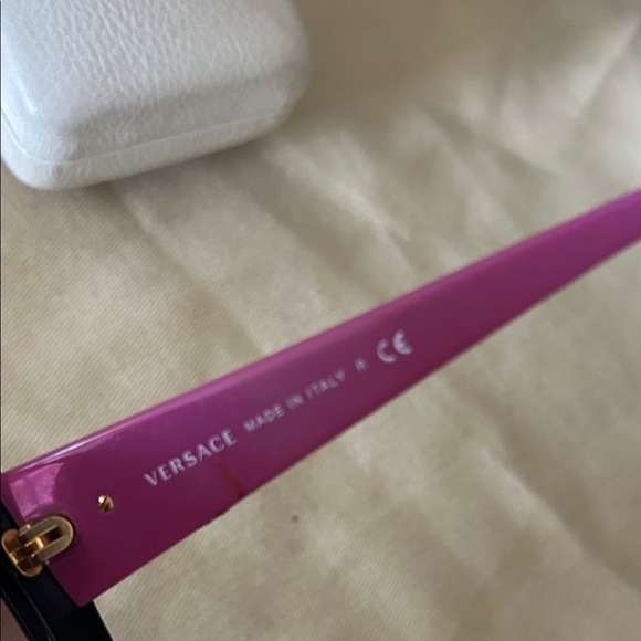 Versace Sunglasses with Black & White Frame and Pink Accents - Picture 7 of 12